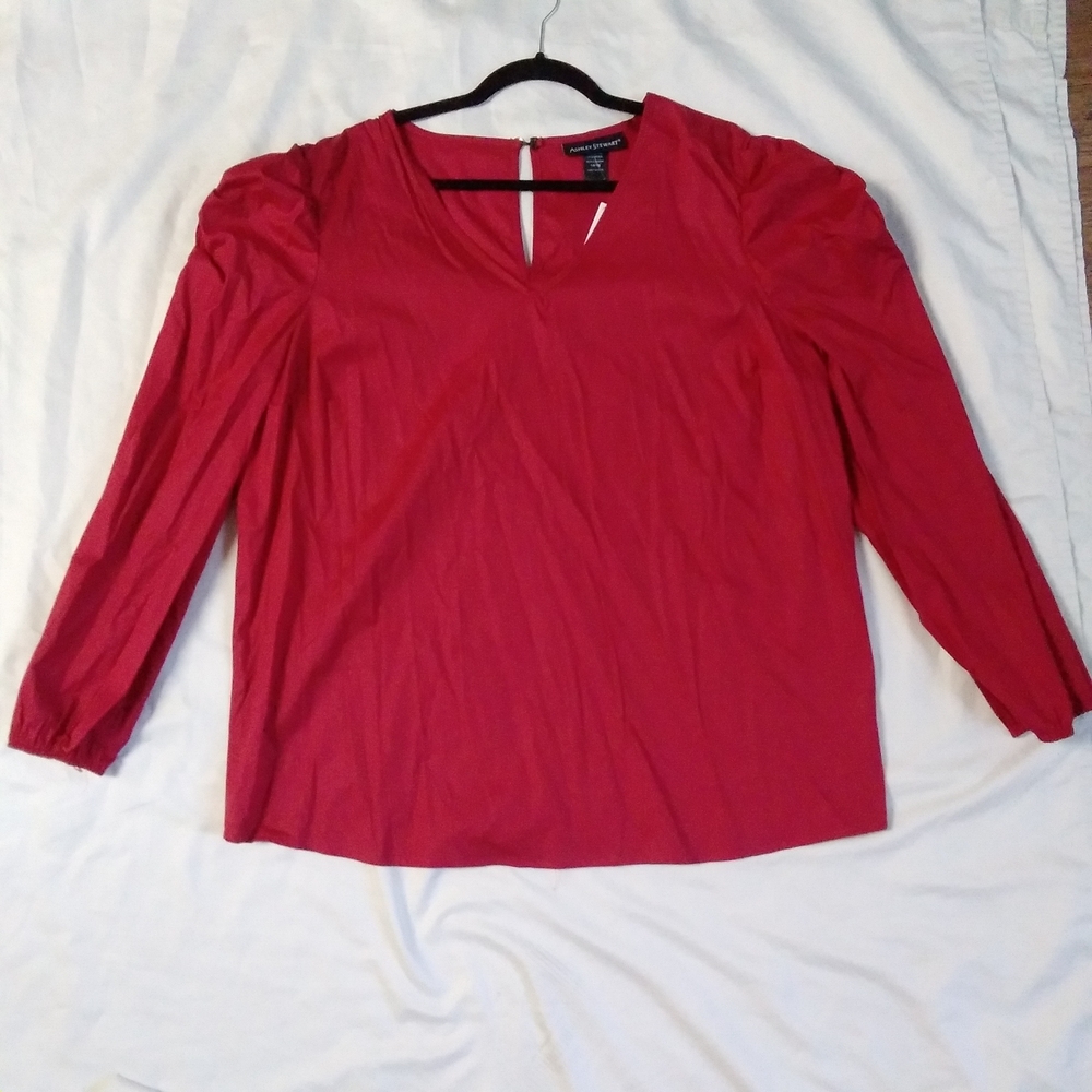 Ashley Stewart Red Boxy Blouse